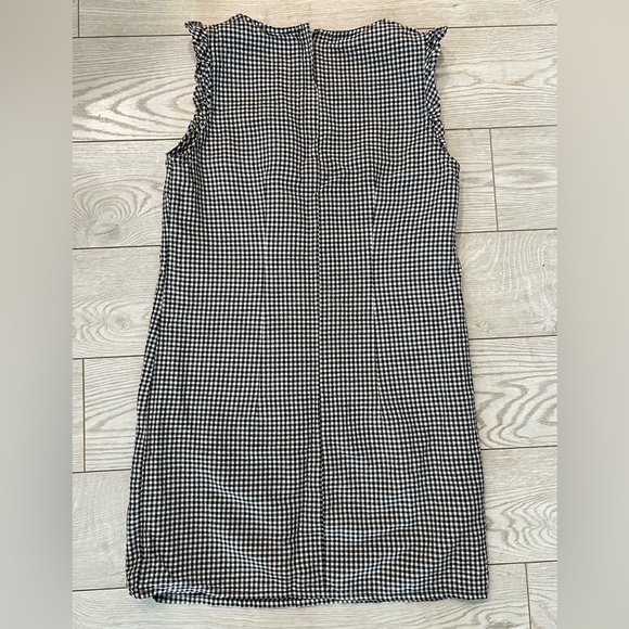 Plaid linen knee length dress with ruffled shoulders - Cynthia rowley - Picture 3 of 3